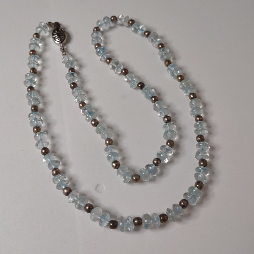 Vintage Light Blue Glass Bead Necklace 20.75 Inches Long